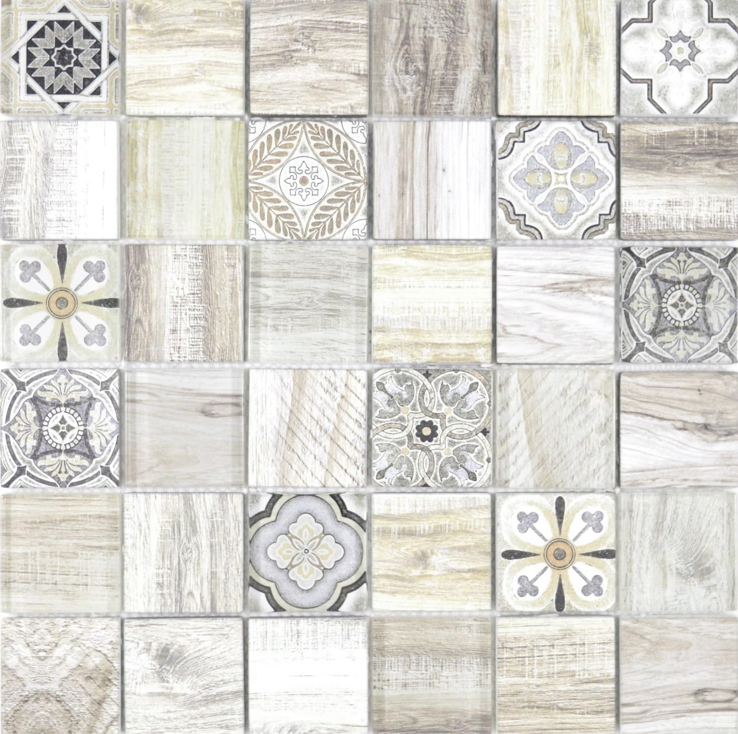 Mosaik Crystal Mix Lot de 10 tapis de carrelage en mosaïque pour mur/carrelage Beige clair