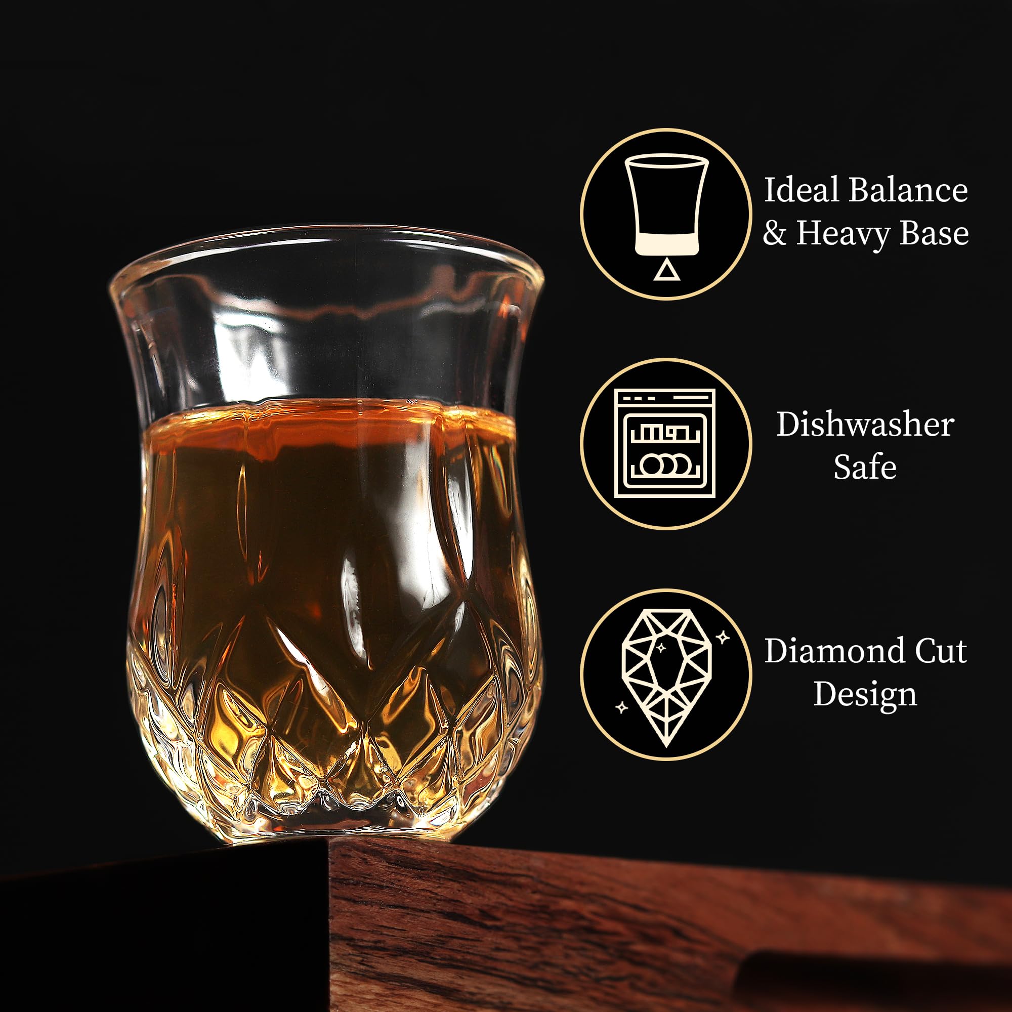 QUAFFER Vasos de chupito con patrón de diamante (juego de 12)