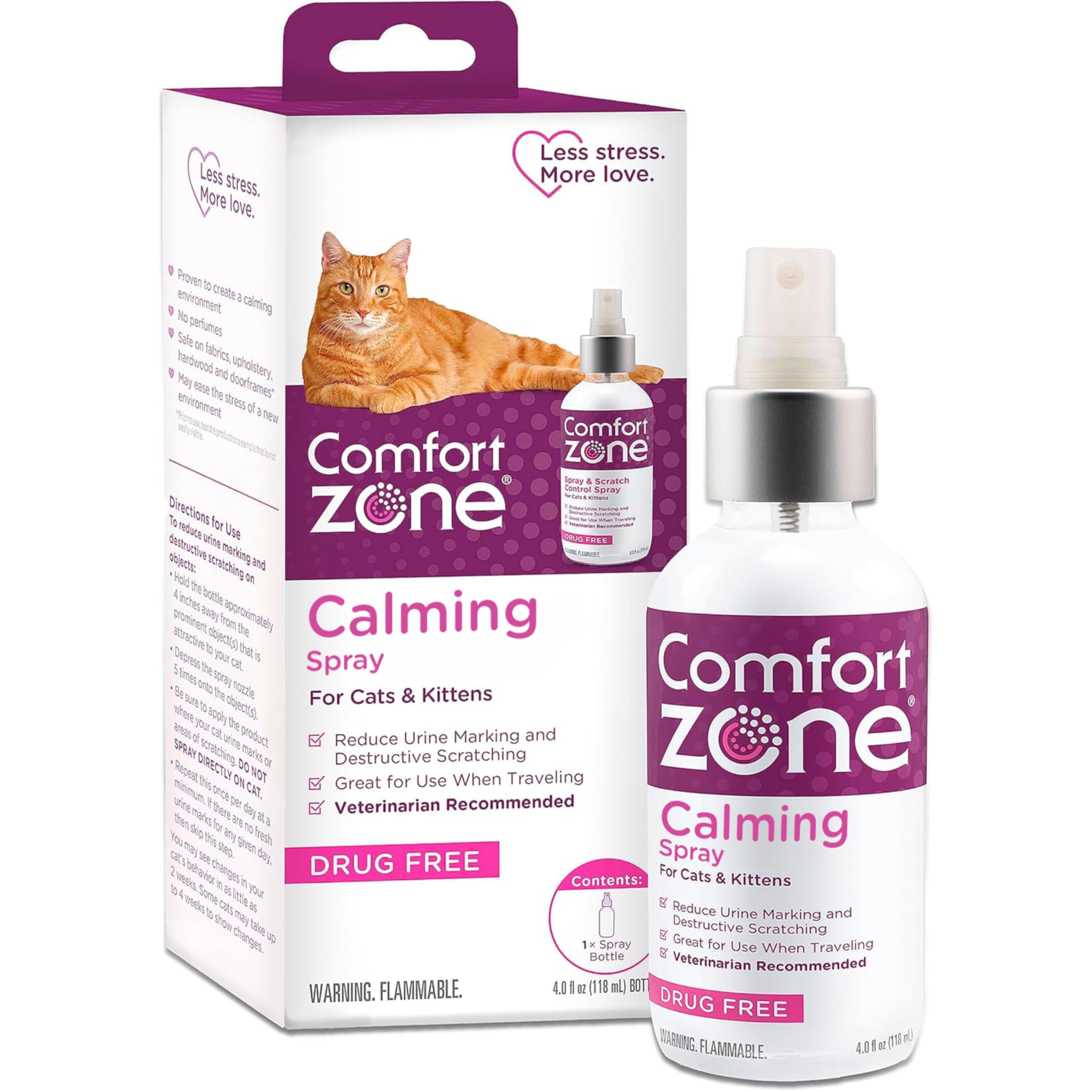 Photo 1 of Comfort Zone Cat Calming Pheromone Spray: Value Size (4 oz); Proven to Reduce Destructive Scratching, Urine Marking, and Stress