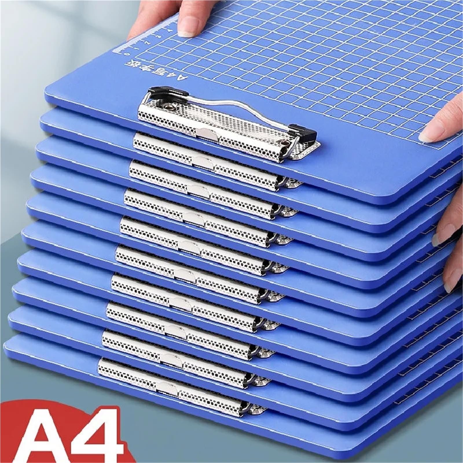 Porte Bloc Porte-documents en plastique A4, fournitures de bureau durables for enseignants Pour usage de bureau(Blue 5 Pcs)