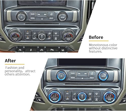 Miniatura 36 de Voodonala Pomos de radio AC para interruptor de aire acondicionado, botón central de consola para interruptor de consola central, moldura para Chevy