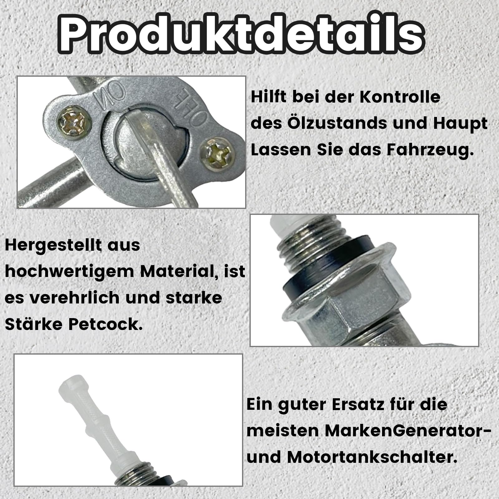 4 Stück Benzinhahn, Kraftstoffschalter Mit 8mm Anschluss, Ventilpumpe Petcock Öltankhahn Petcock Ventil M10 X 1,25, Benzinhahn Universal Benzinhahn Stromerzeuger Schalter Benzinhahn Für Generator