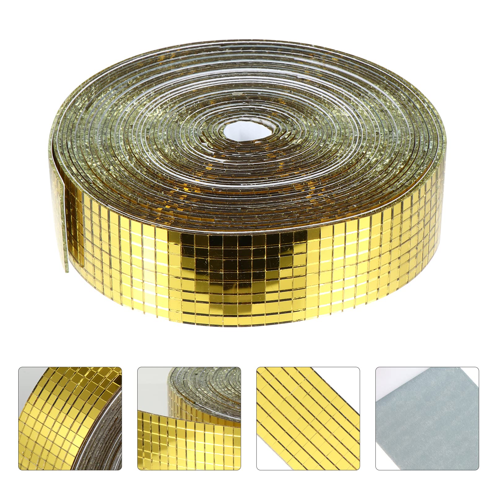 Mosaico Autoadesivo in Vetro Fibra Oro, Rotolo 10m 5x5 Mm