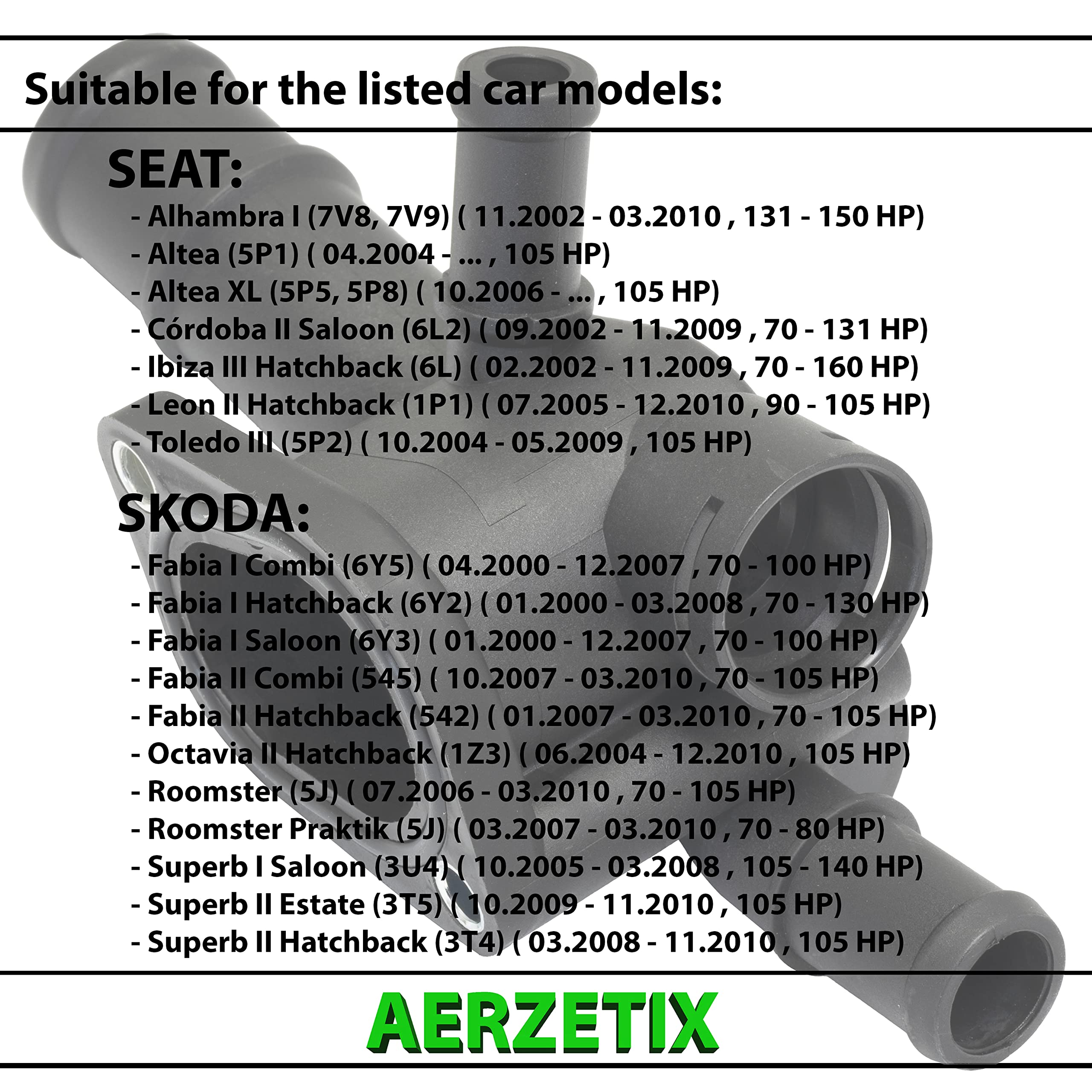 AERZETIX - C66183 - Brida de líquido refrigerante con anillo de estanqueidad - culata de cilindro, lado caja de cambios - compatible con 038121132D