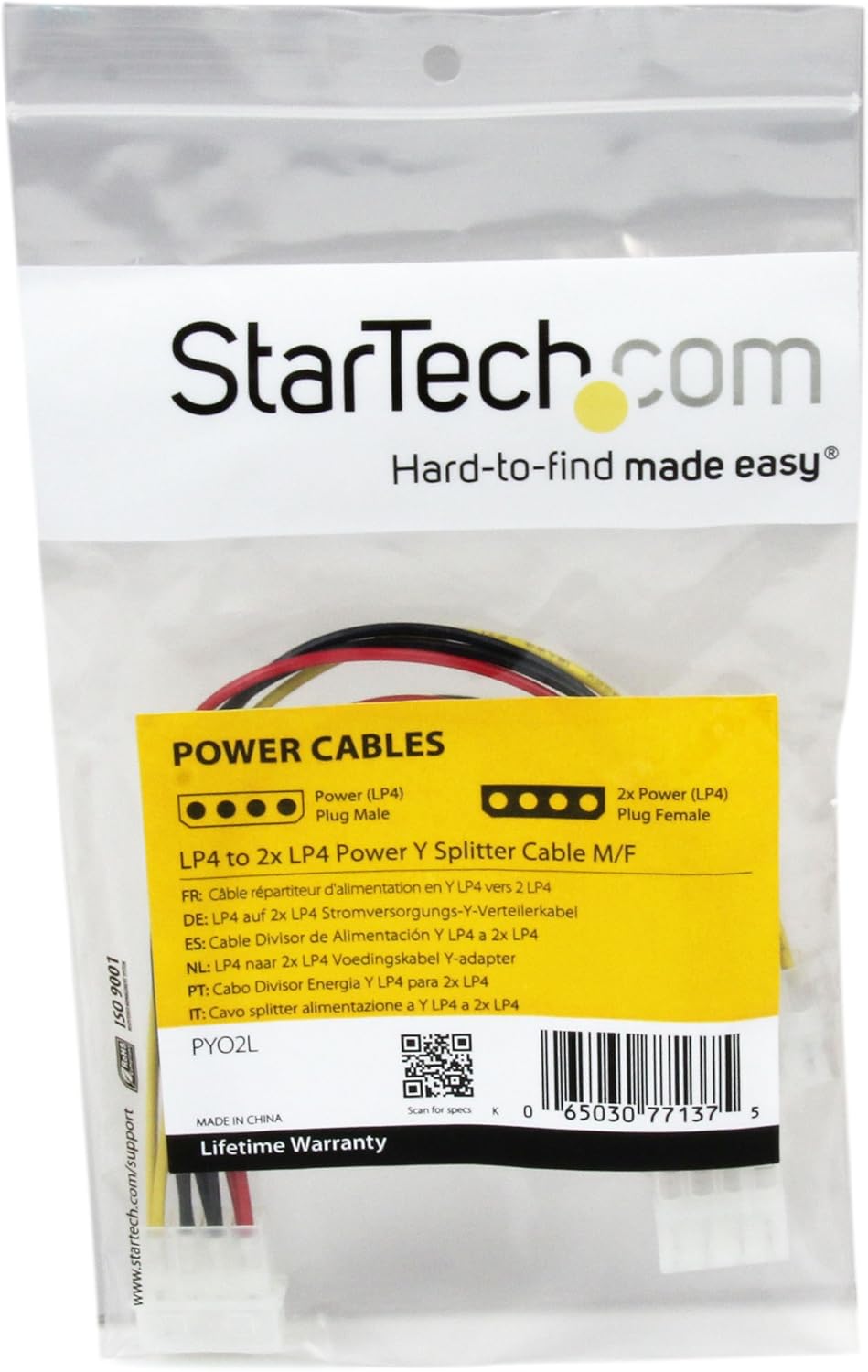 StarTech.com LP4 to 2X LP4 Power Y Splitter Cable M/F - LP4 Splitter & IDE to SATA Hard Drive or Optical Drive Adapter Converter - 40-Pin PATA to 2.5" SATA HDD/SSD/ODD Converter (IDE2SAT2)