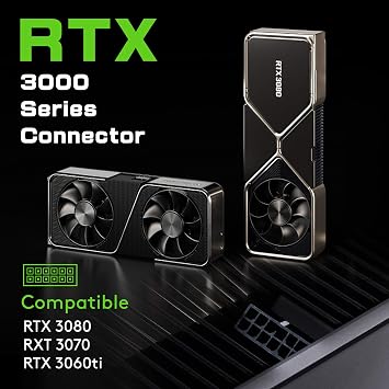 EZDIY-FAB RTX 3000 Series 12 Pin to Dual 8 Pin PCIe Sleeved Extension Cable 300 MM- Connector for NVIDIA Ampere GEFORCE RTX 3060ti 3070 3080 FE Funder Edition- Black