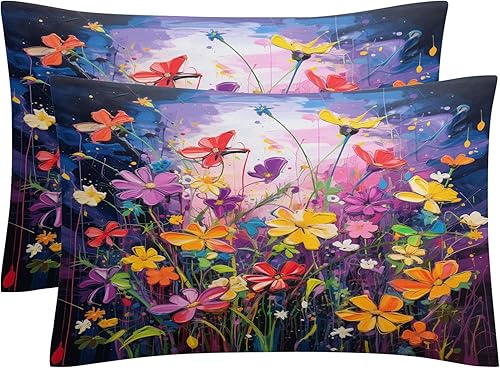 Miniatura 10 de Juego de funda de edredón de microfibra cepillada ultrasuave y no necesita planchado, tamaño individual, juego de ropa de cama de fantasía vegetal