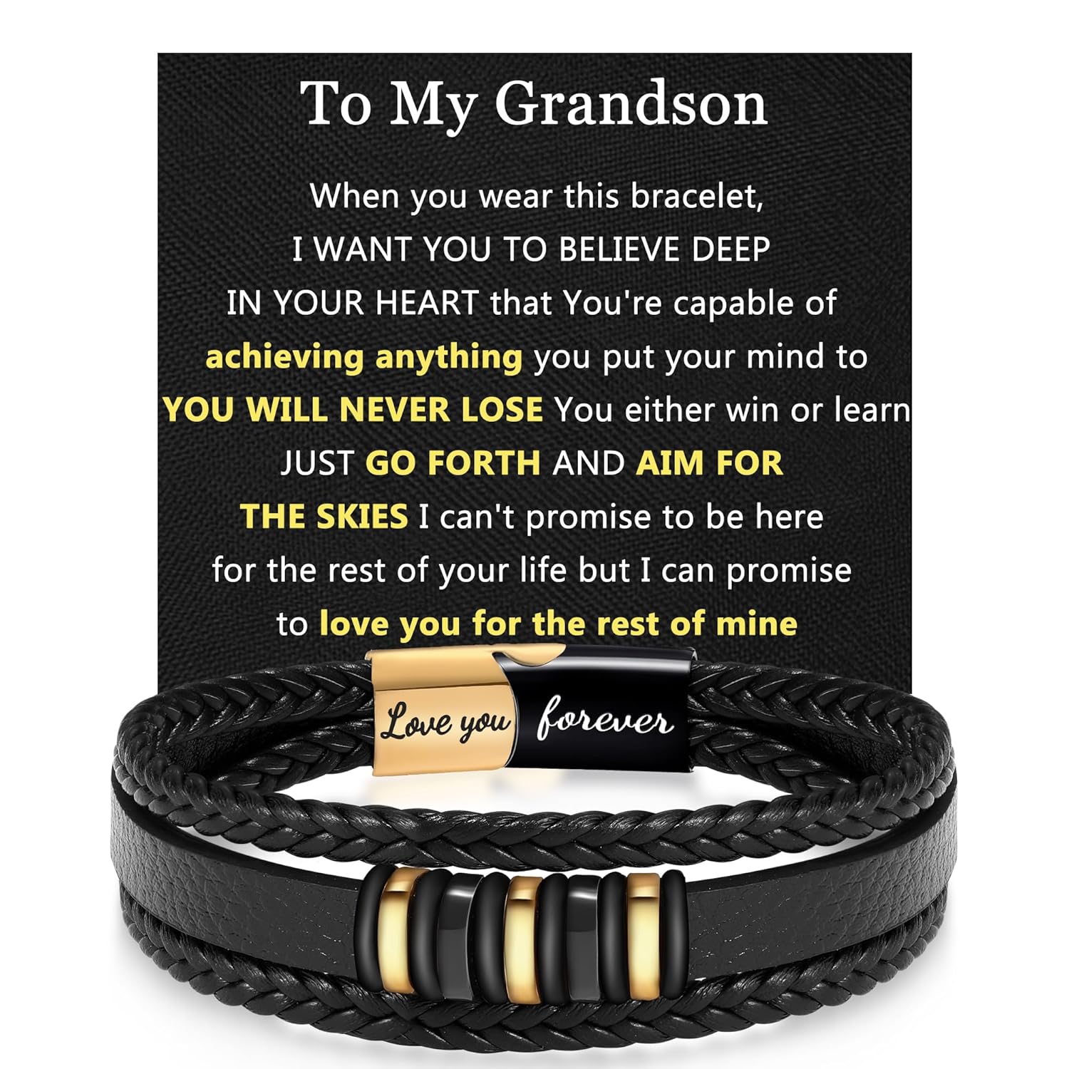 JSJOY Gifts for Him Braided Leather Bracelet - Unique Mens Bracelet for Dad Husband Brother Son Grandson -