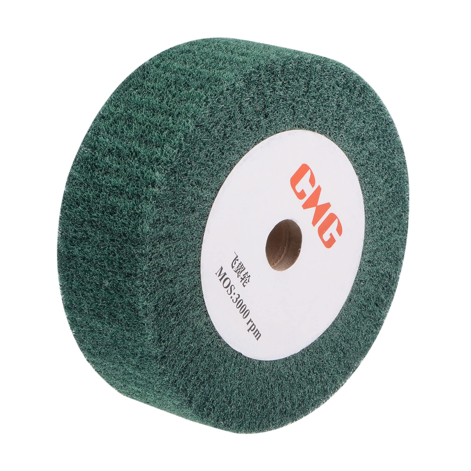 sourcing map Roue de polissage et de brunissage en nylon pour fil de fer, 150 mm x 50 mm, 240 grains, roue à rabat abrasive non tissée pour acier inoxydable et cuivre, verte