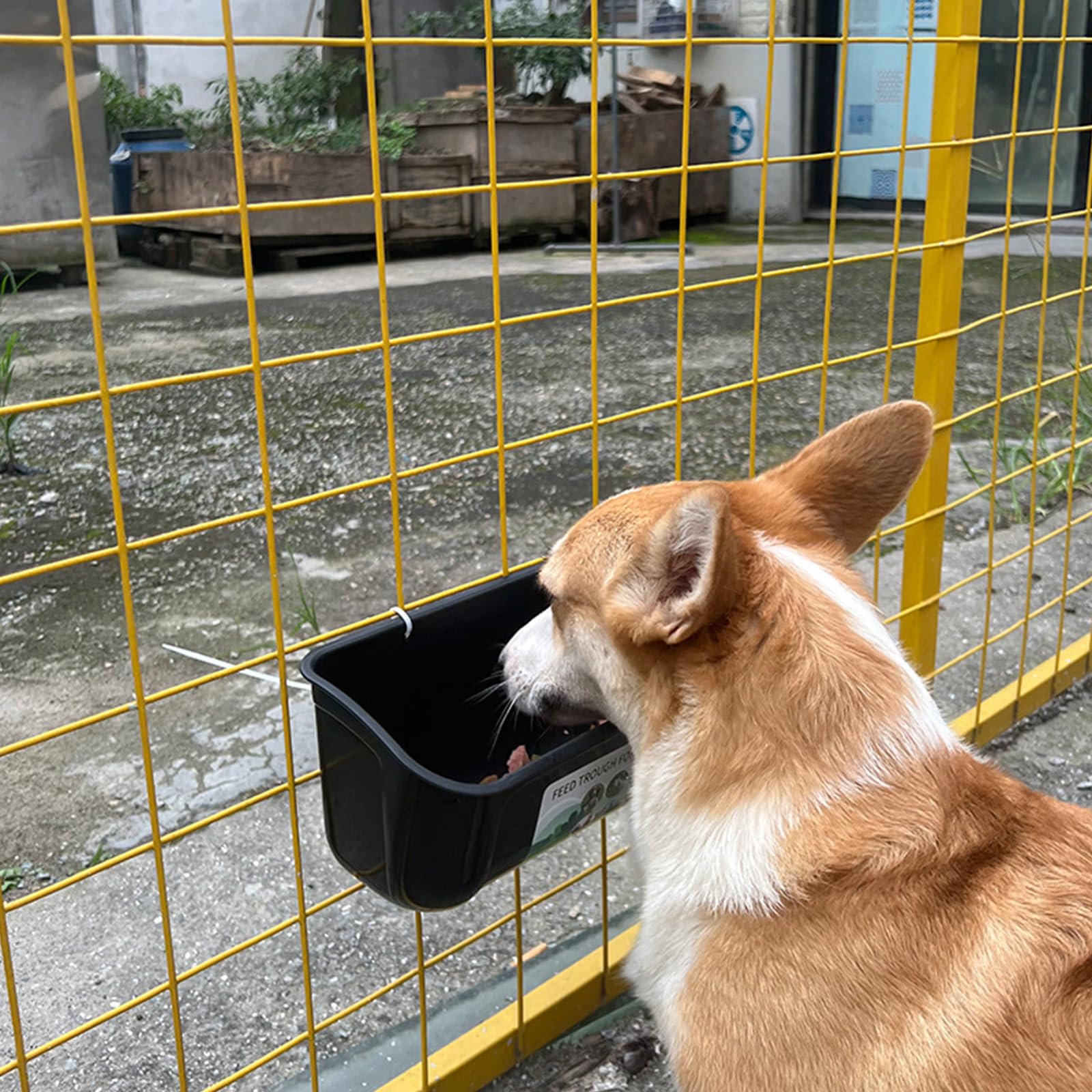 Comedero para aves de corral de ABS negro con clips, bridas para cables para jaula de pollo o comedero de pared para múltiples animales