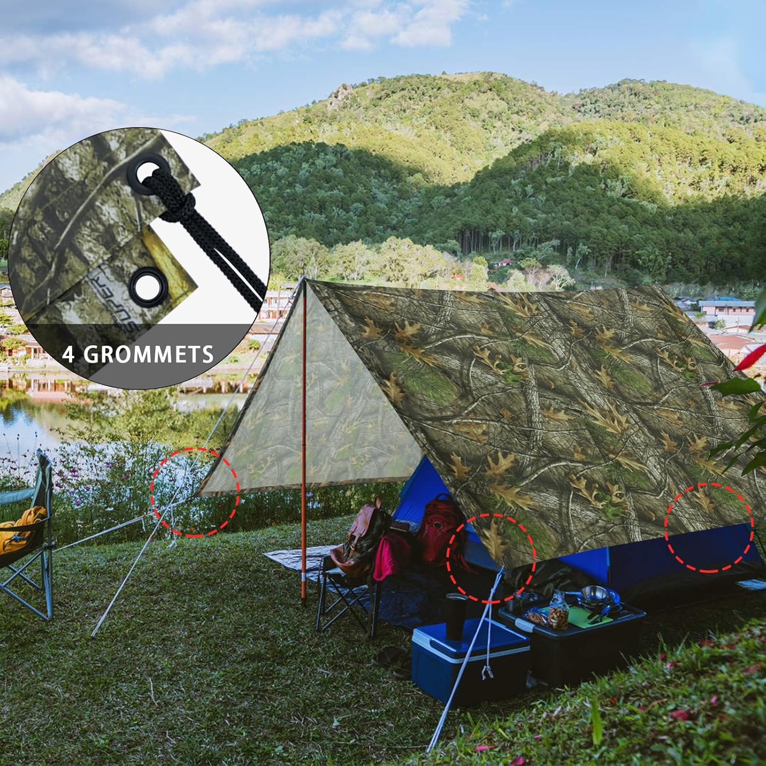 LOOGU Camo Rain Poncho with Hood Waterproof Lightweight Raincoat Rain Gear Men Women Outdoor Camping Hunting Hiking Fishing - Image 4