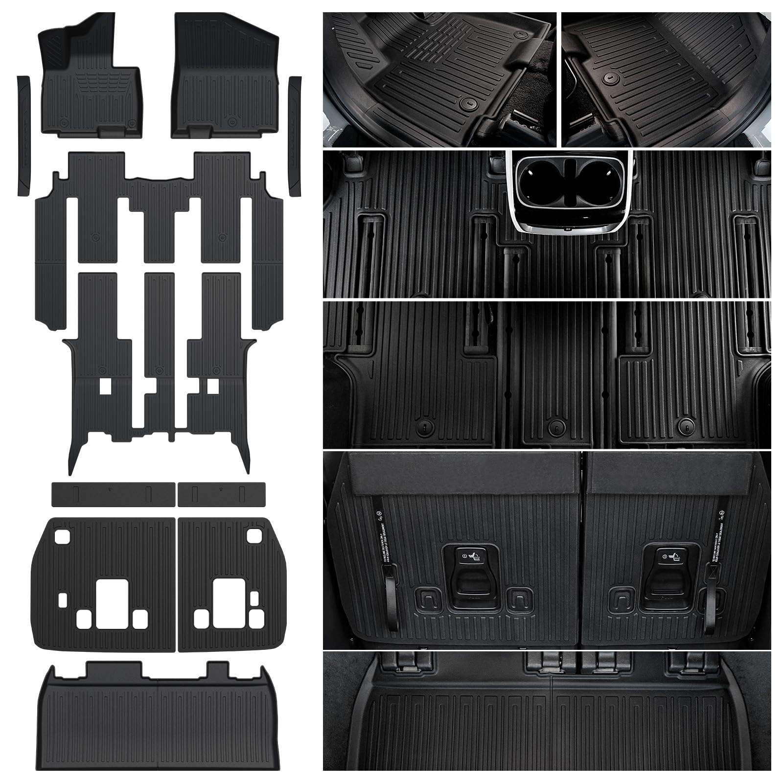 Floor Mats Set for 2022-2025 2026 Kia Carnival Gas Only All Weather TPE Backrest Mat Trunk Lower Well