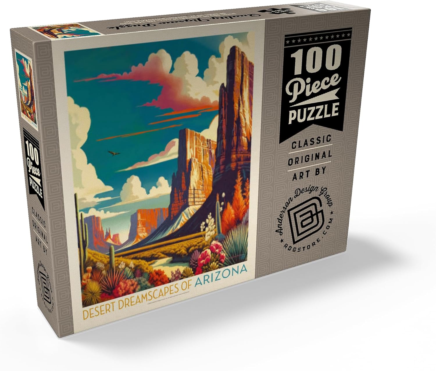 MyPuzzle Arizona: Desert Dreamscape, Vintage Poster - Premium 100 Piece Jigsaw Puzzle for Adults