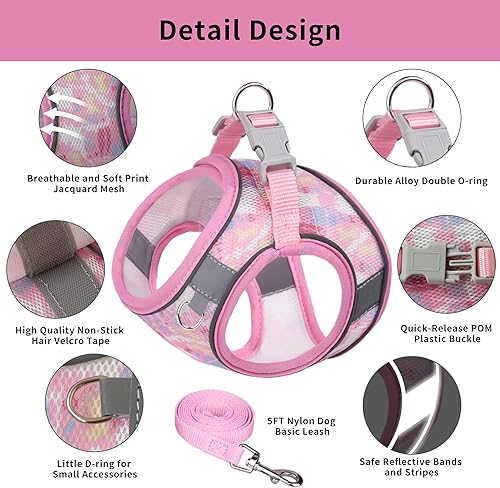 Miniatura 5 de JOYPAWS Arnés para perros medianos, estampado floral único, arnés a prueba de escapes, sin tirones, con malla suave transpirable y bandas