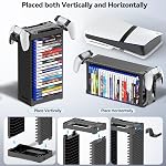 Tour de stockage de jeux vidéo avec support de contrôleur, support de jeux pour PS5/PS4/Xbox/NS 2, Organisateur de jeux vidéo pour 20 Disques verticaux & Plateau de disque horizontal, Accessoire de jeu