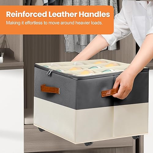 Miniatura 3 de Organizador de zapatos para armario, paquete de 2 organizadores de almacenamiento de zapatos con ruedas y divisores ajustables, caja de