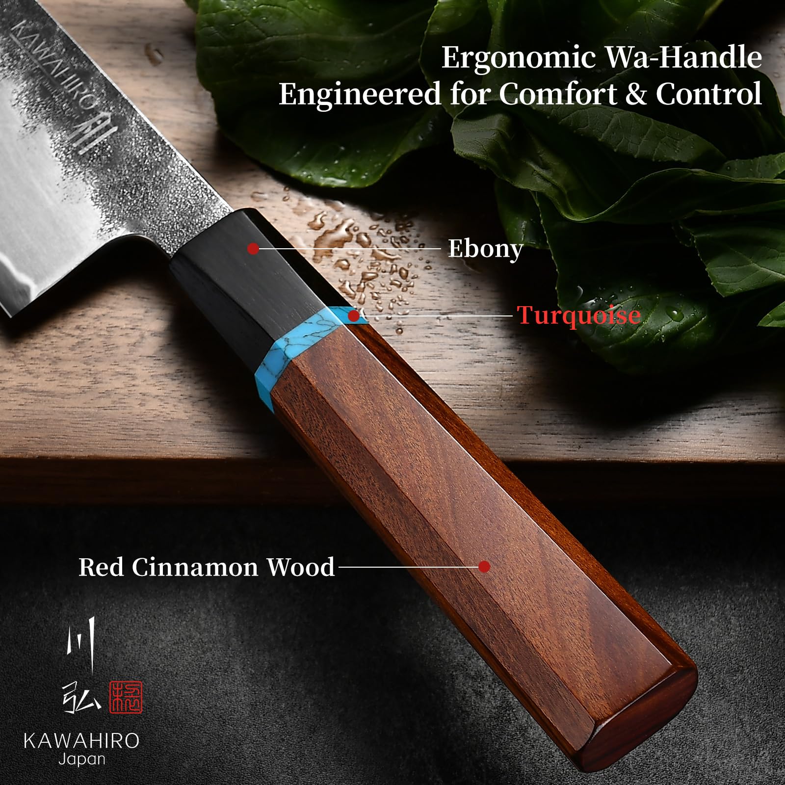 KAWAHIRO 8.27 Inch Japanese Chef Knife, Hand-Forged VG10 for Precise Cuts — Amazon image 5