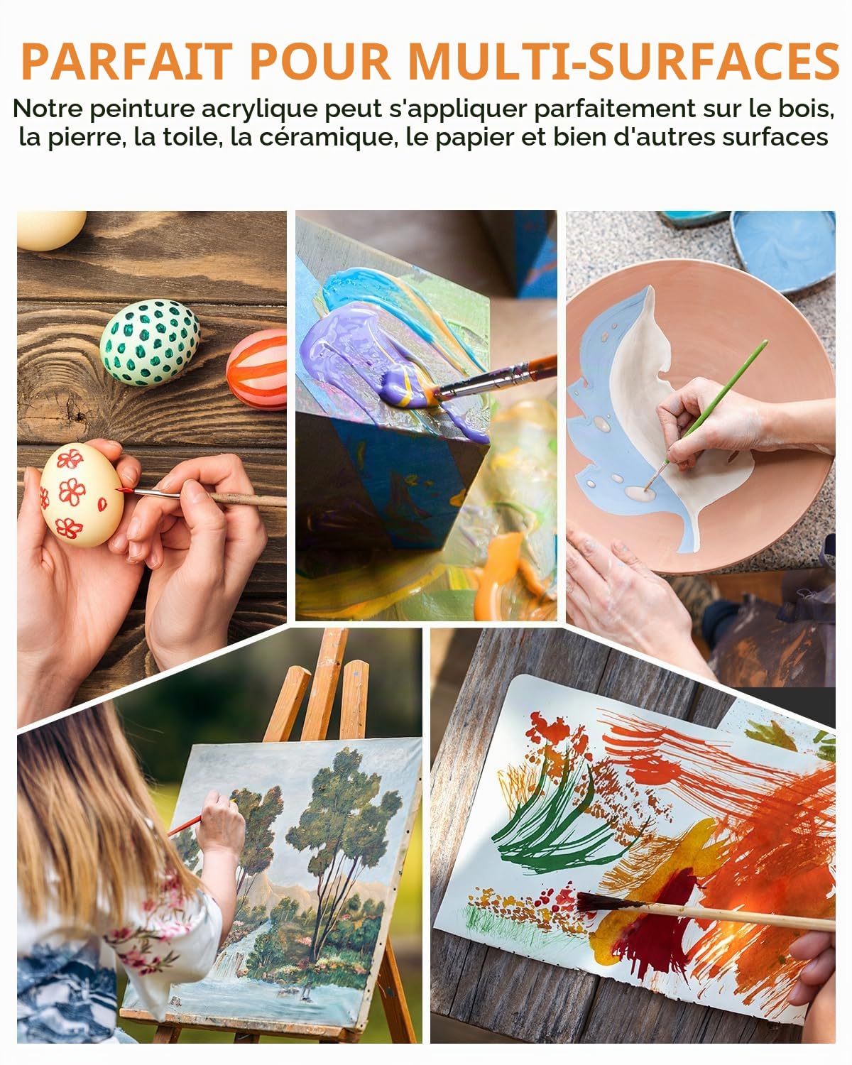 Nicpro Ensemble de peinture acrylique en grand format de 14 couleurs (1000 ml, 33,8 oz) Fournitures de peinture artistique riches, non toxiques pour toile, bois, cuir, tissu, pierre, artisanat, pour