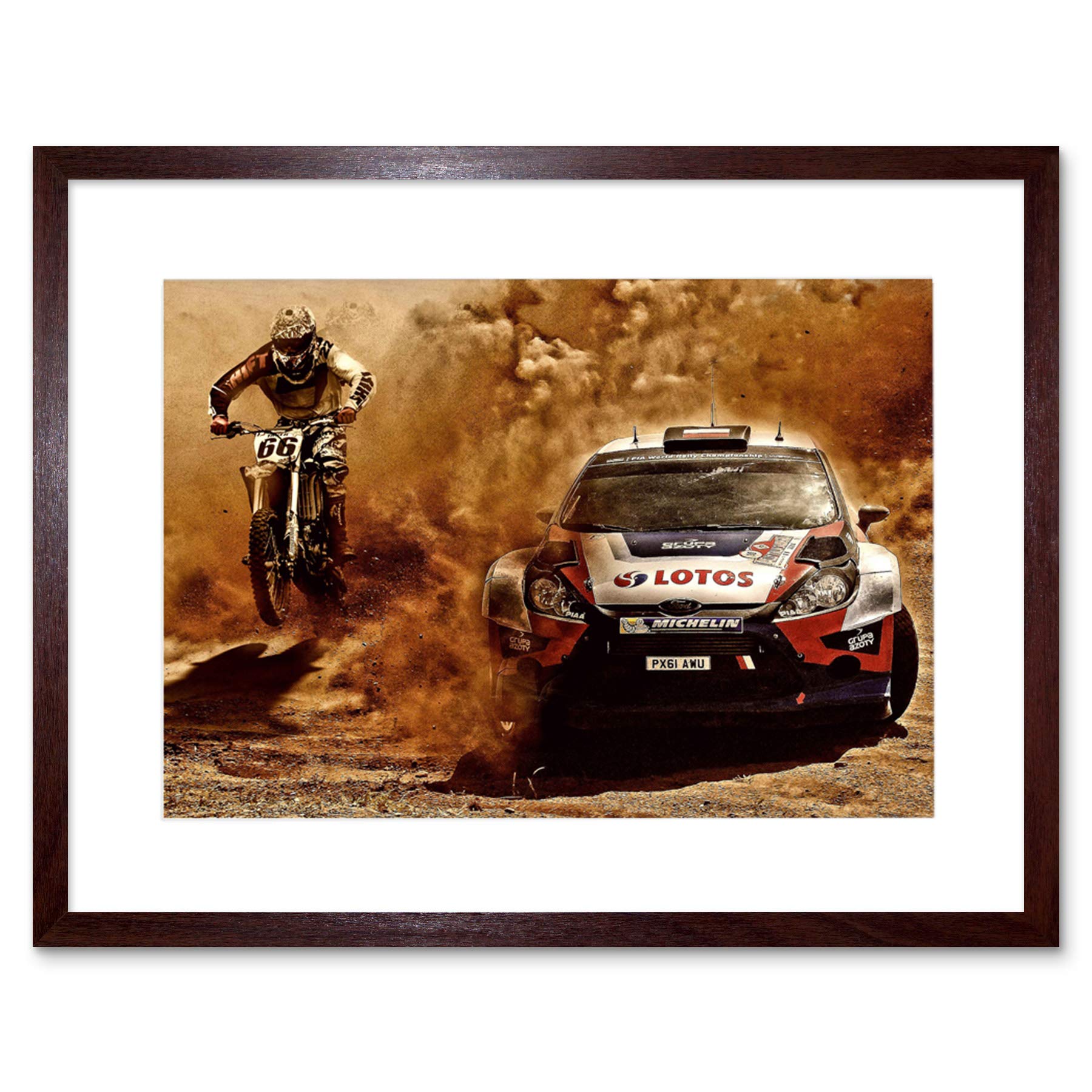 Wee Blue Coo Sport Motocross Bike Rally Car Dirt Race Framed Wall Art Print