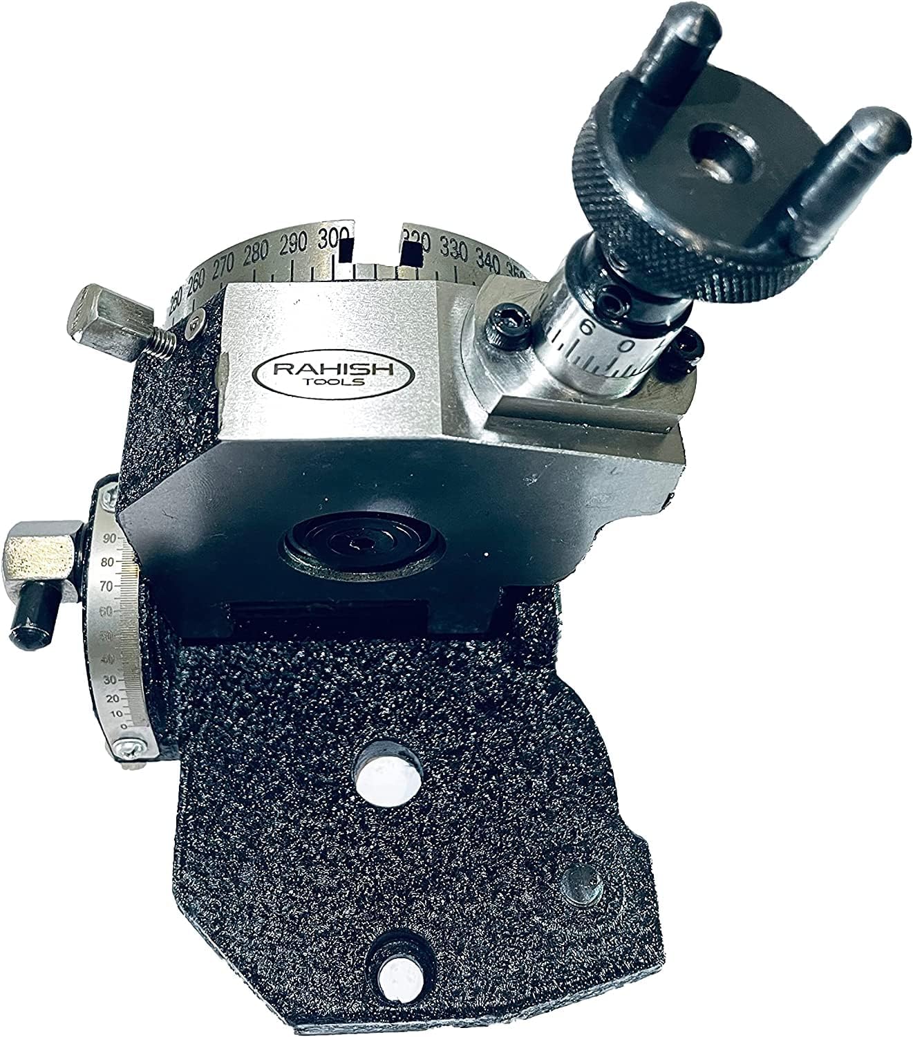 3" inches (75mm) 4 slots Tilting Rotary Table with 65mm 3 Jaws Self Centering Chuck with Back Plate and T-nuts for Milling Engineering Tools