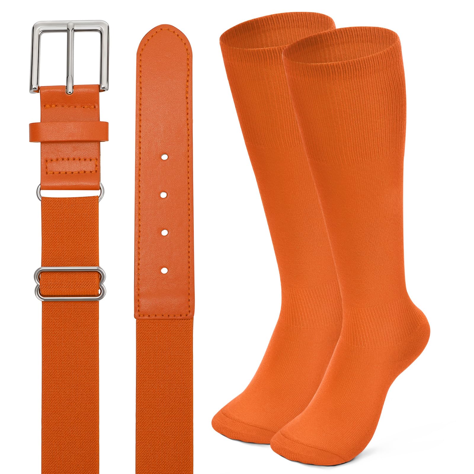 XZQTIVE Baseball Softball Socks and Baseball Softball Belt Combo Set Knee-High Soccer Socks for Kids Youth Adult