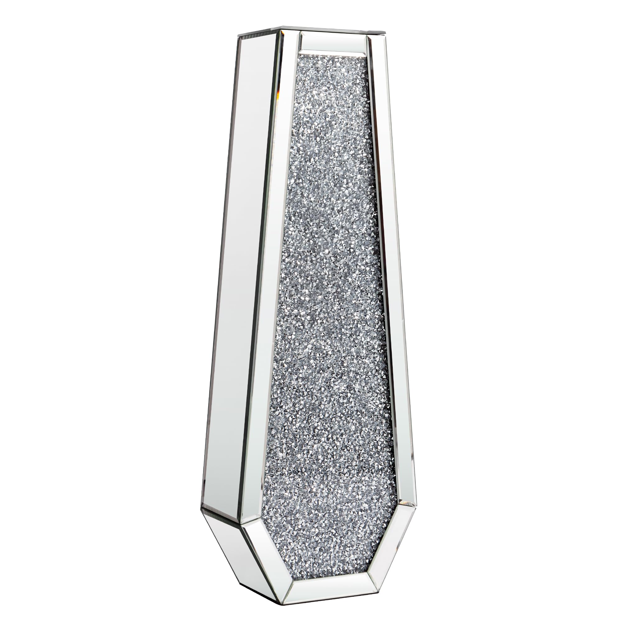 SHYFOY Jarrón alto de diamante triturado, jarrones altos de cristal plateado para decoración de suelo, jarrón de vidrio para decoración del hogar, decoración de oficina, 24 pulgadas