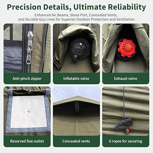 Miniatura 6 de Tienda de campaña inflable de lujo grande, resistente al viento y a la lluvia, tela transpirable y duradera resistente al desgaste, estufa