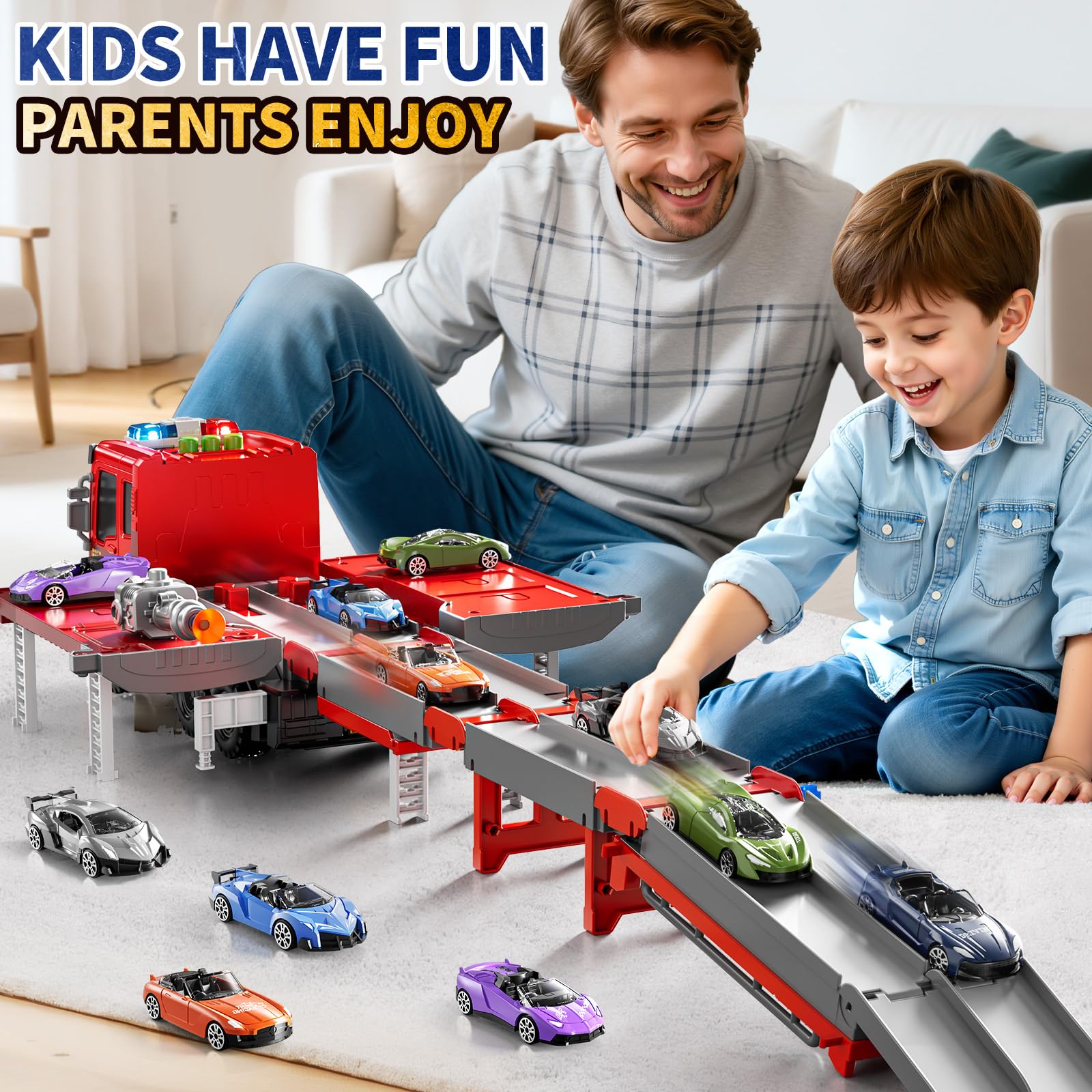 DULONIME Fire Trucks for Toddlers 1-3, Firetruck Toys for Toddlers 1-3 3-5 - Image 3