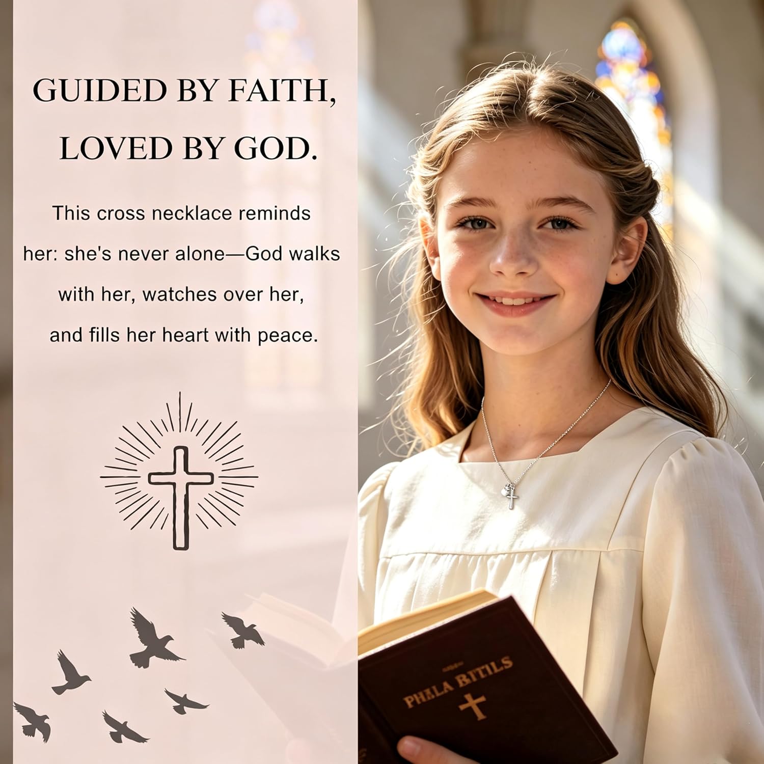 IEFLIFE Baptism Gifts for Girl - Cross Necklace for Girls Kids