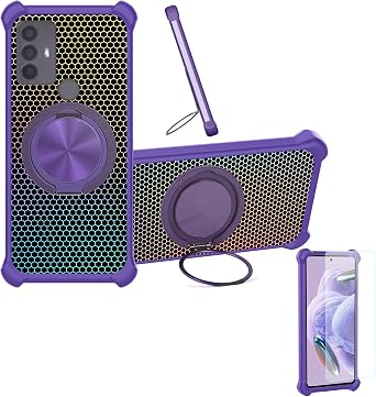 Case Compatible for Qilive Smartphone 6.52 Q3 2022 6.5 Pouces Phone Case Cover [with 1* Tempered Glass Screen Protector] Hybrid Case[360Ring Support, Magnetic] CX-07-ZI