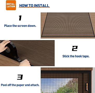 MAGZO Customized Window Screen,Screen Mesh Attachable and Detachable with Hook Tape, Durable, Washable