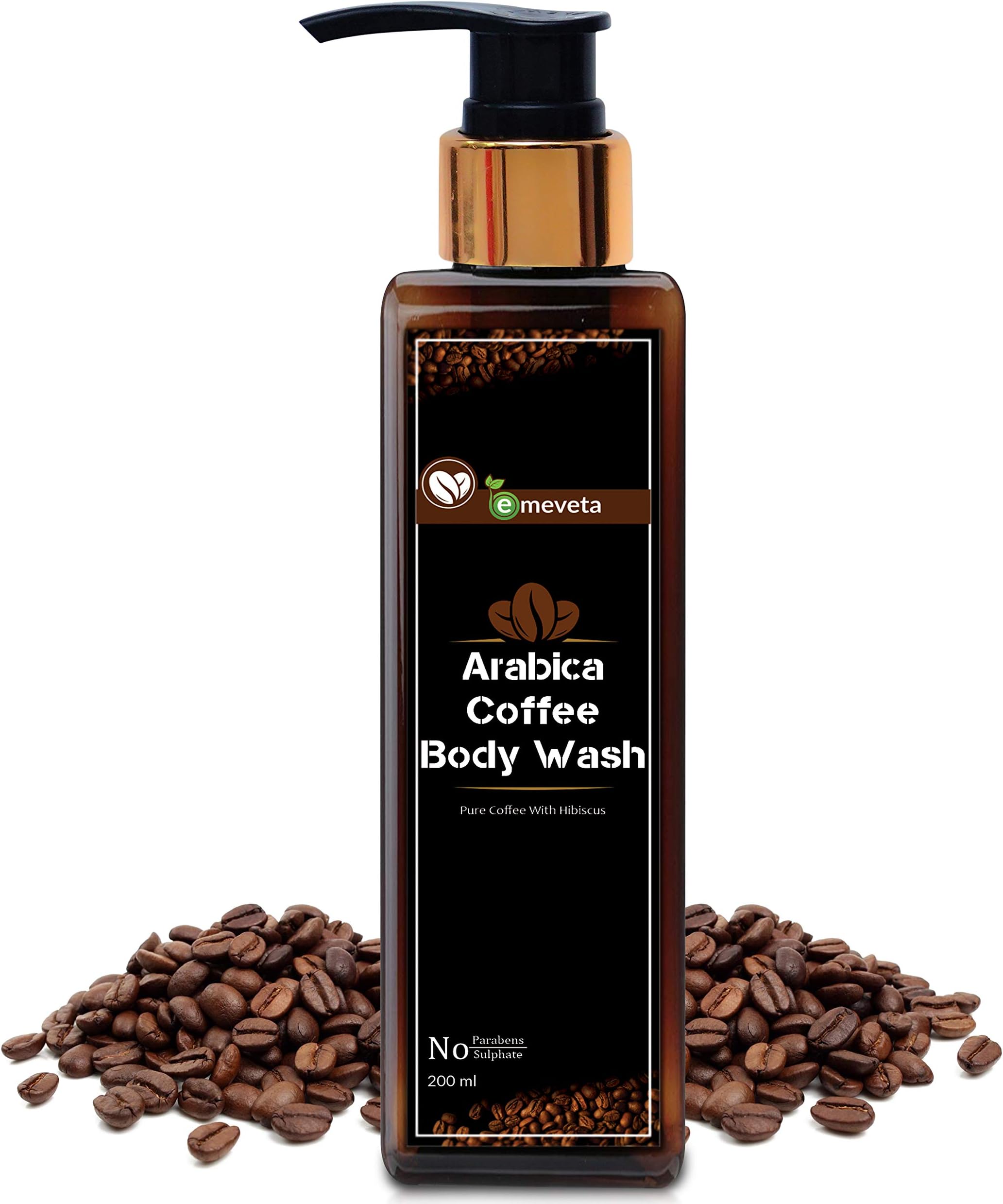 EMEVETA Shower Gel Arabica Coffee Body Wash with Coffee Extract, Sulphate Free & Paraben free 200ml