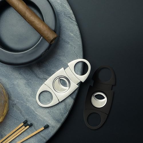 Miniatura 6 de Nylea Cortador de puros, 2 unidades, cortadores de puros de guillotina prémium para hombres, juego de doble hoja de acero inoxidable para cortes de