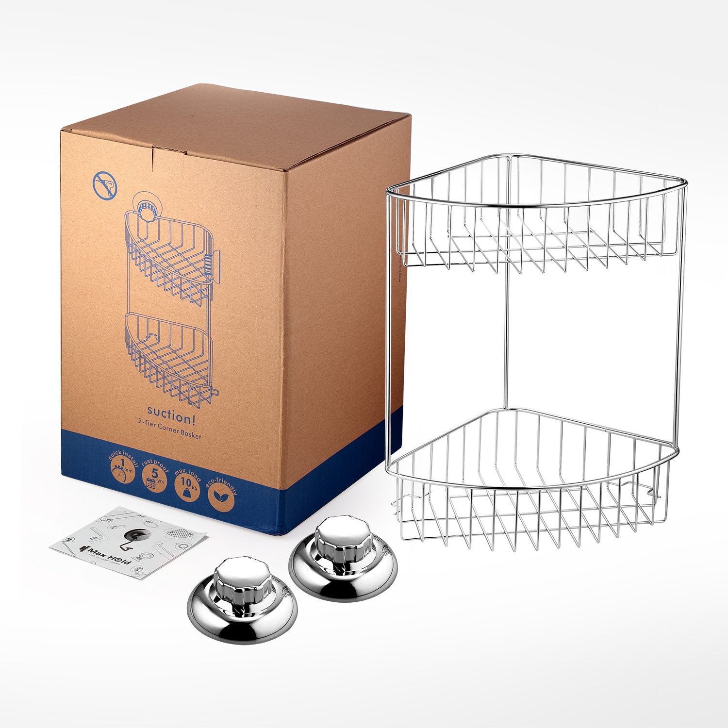 Sistema de vacío Esquina Cesta de la ducha 2 Niveles - No-perforar - Acero inoxidable Nunca Moho - almacenamiento de la cocina&baño