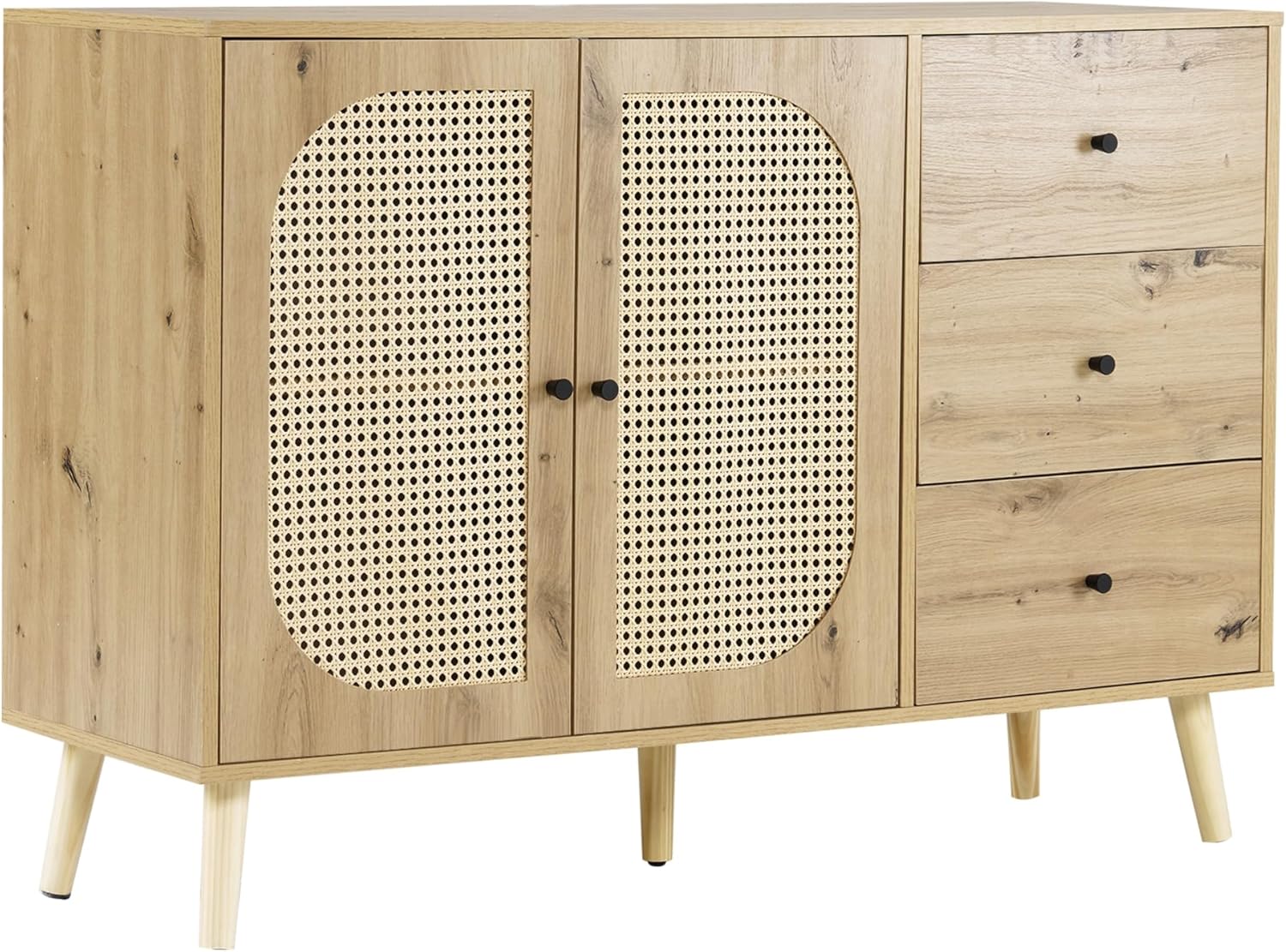 LOWYA チェスト キャビネット ラタン調 幅75] ラタン調キャビネット