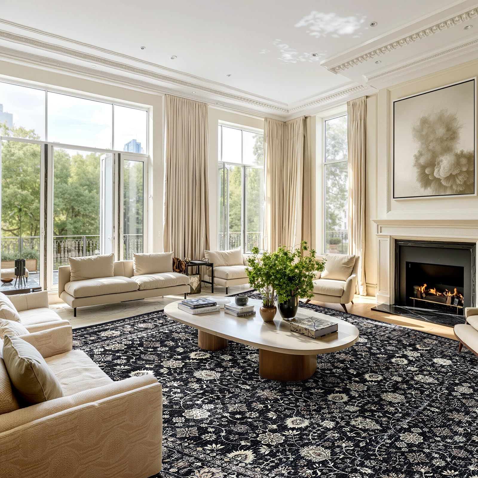 chunsemeiju Washable Area Rugs 6x9,Boho Area Rug,Collapsible Area Rug for Bedroom, Entryway, Kitchen, Bathroom