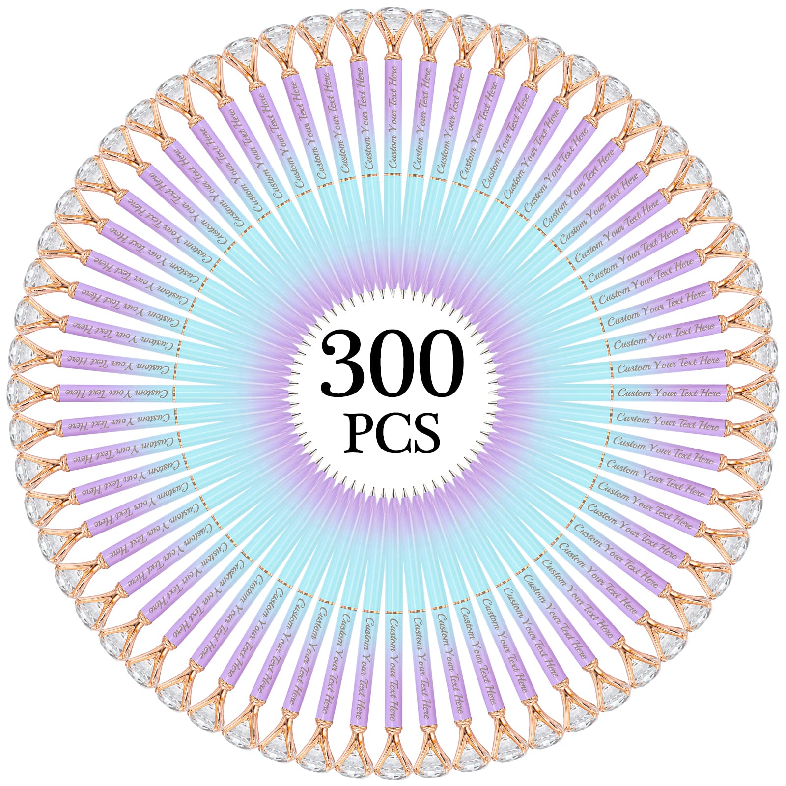 Qingxily Up to 300 Pcs Diamond Pens Personalized Custom Pens with Name Text Engraved Customized Crystal Metal Ballpoint