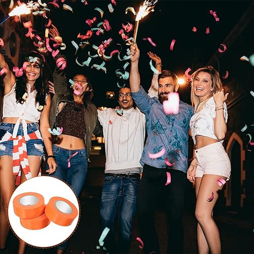 Miniatura 6 de Paquete de 6 cintas de marcado naranja de 1 pulgada x 600 pies, cinta de plástico no adhesiva, rollo de marcado de neón, cintas de estudio para