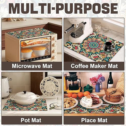 Miniatura 7 de Tapete de goma para cubierta superior de microondas, antiadherente resistente al calor, protector de encimera de cocina antideslizante de 18 x 14