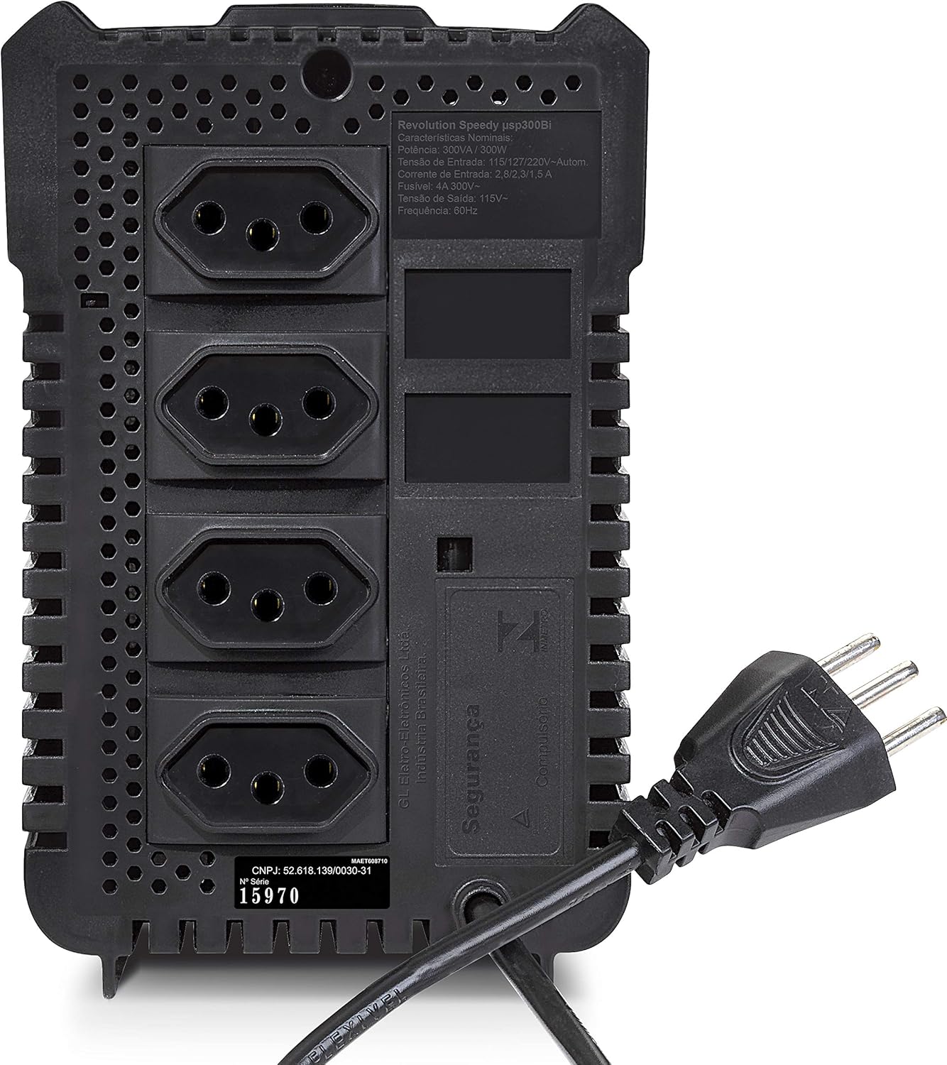 Estabilizador SMS Revol. Speedy 300VA BI-115 15970 Preto