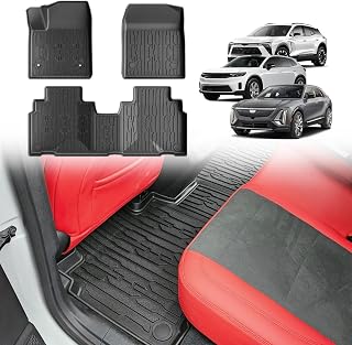 All Weather Floor Mats Compatible with 2023-2025 Chevy Blazer EV/Cadillac Lyriq/Honda Prologue 2025 2024 Accessories Anti-Slip 3D Pattern Waterproof Floor Liner 1st & 2nd Rows Set