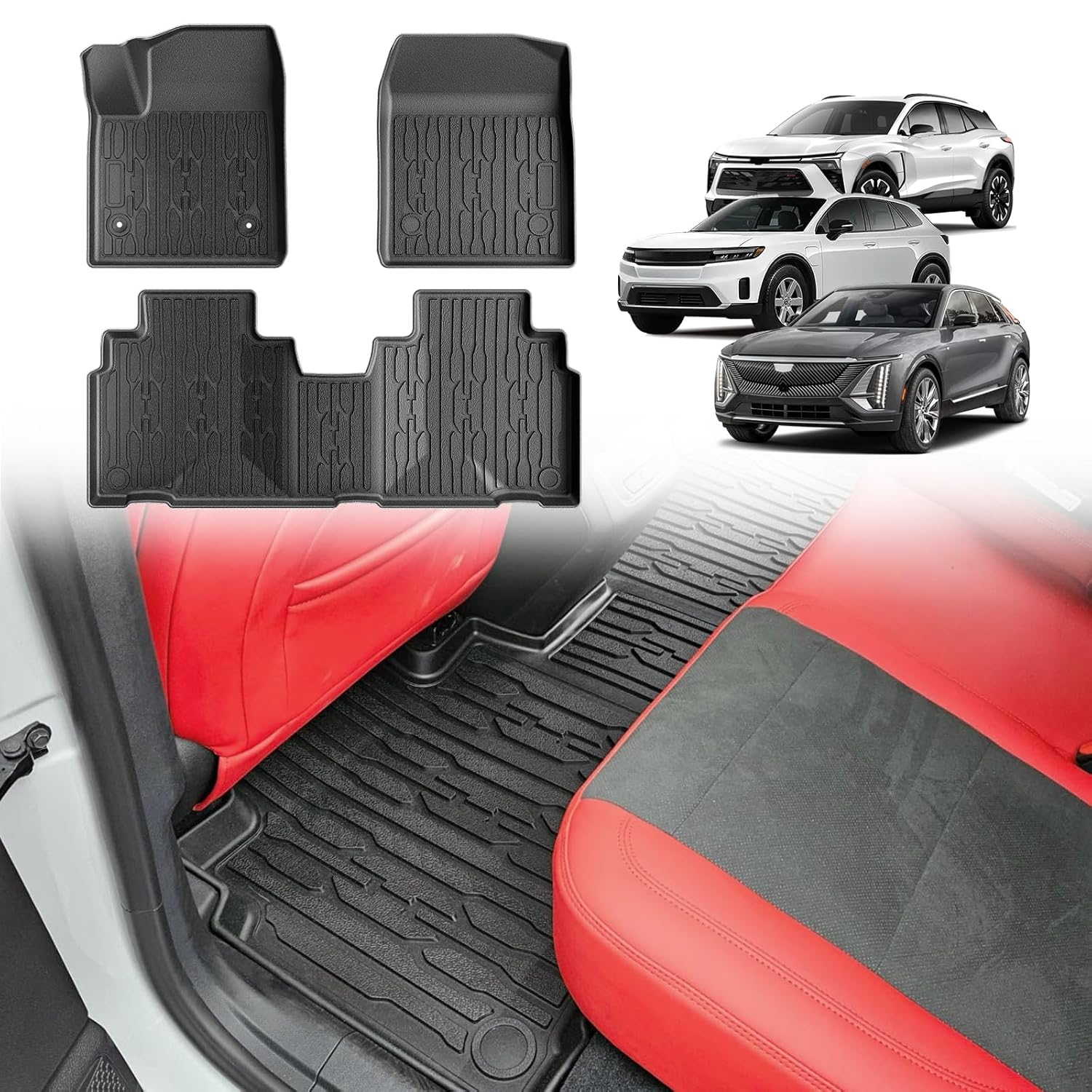 BestEvMod All Weather Floor Mats Compatible with 2023-2025 Chevy Blazer EV Cadillac Lyriq Honda Prologue 2025 2024 Accessories