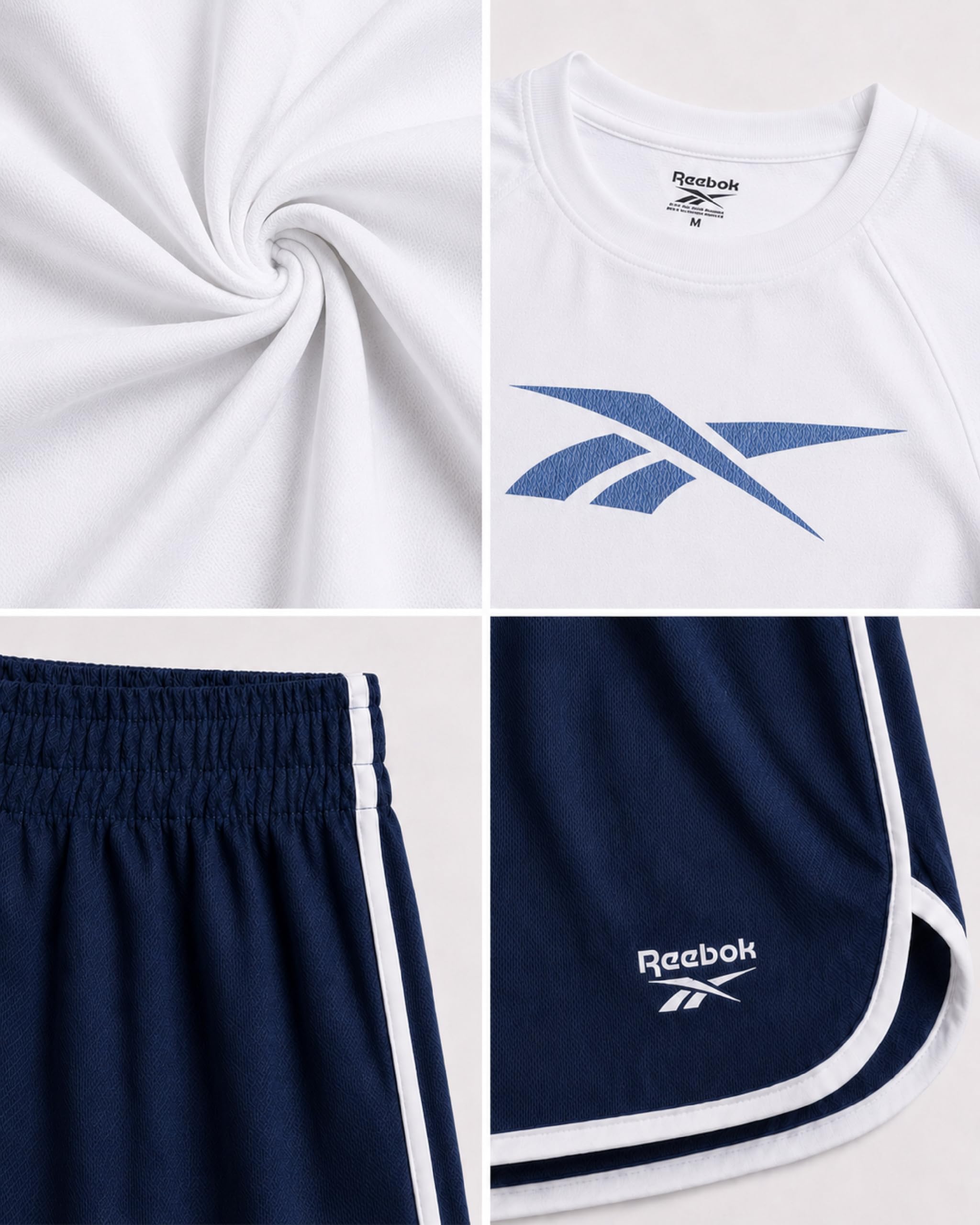 Reebok Jungen Sport Shorts Set - 3-teiliges Sommeroutfit mit Grafik T-Shirts und Basketballshorts für aktive Kinder