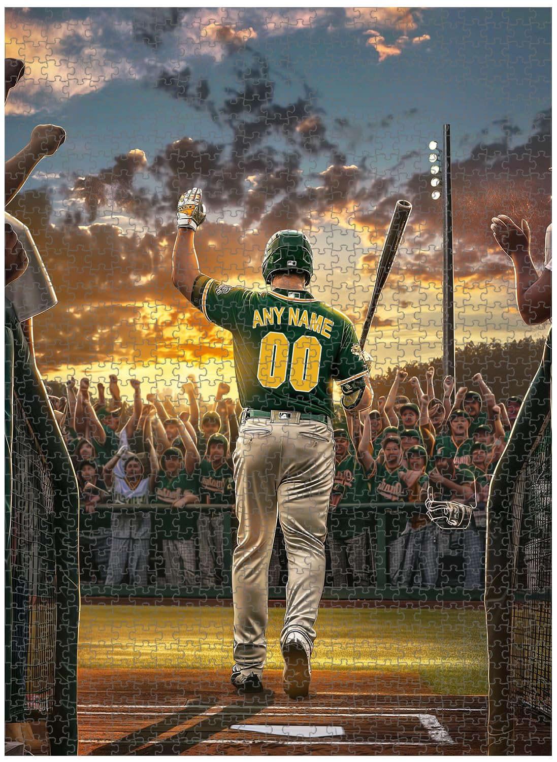 Becapeo Wooden Jigsaw Puzzles for Adults - Custom Name and Number on (Oakland) Baseball Player Art Photo - 300 500 1000PCS Puzzles Game Home Wall