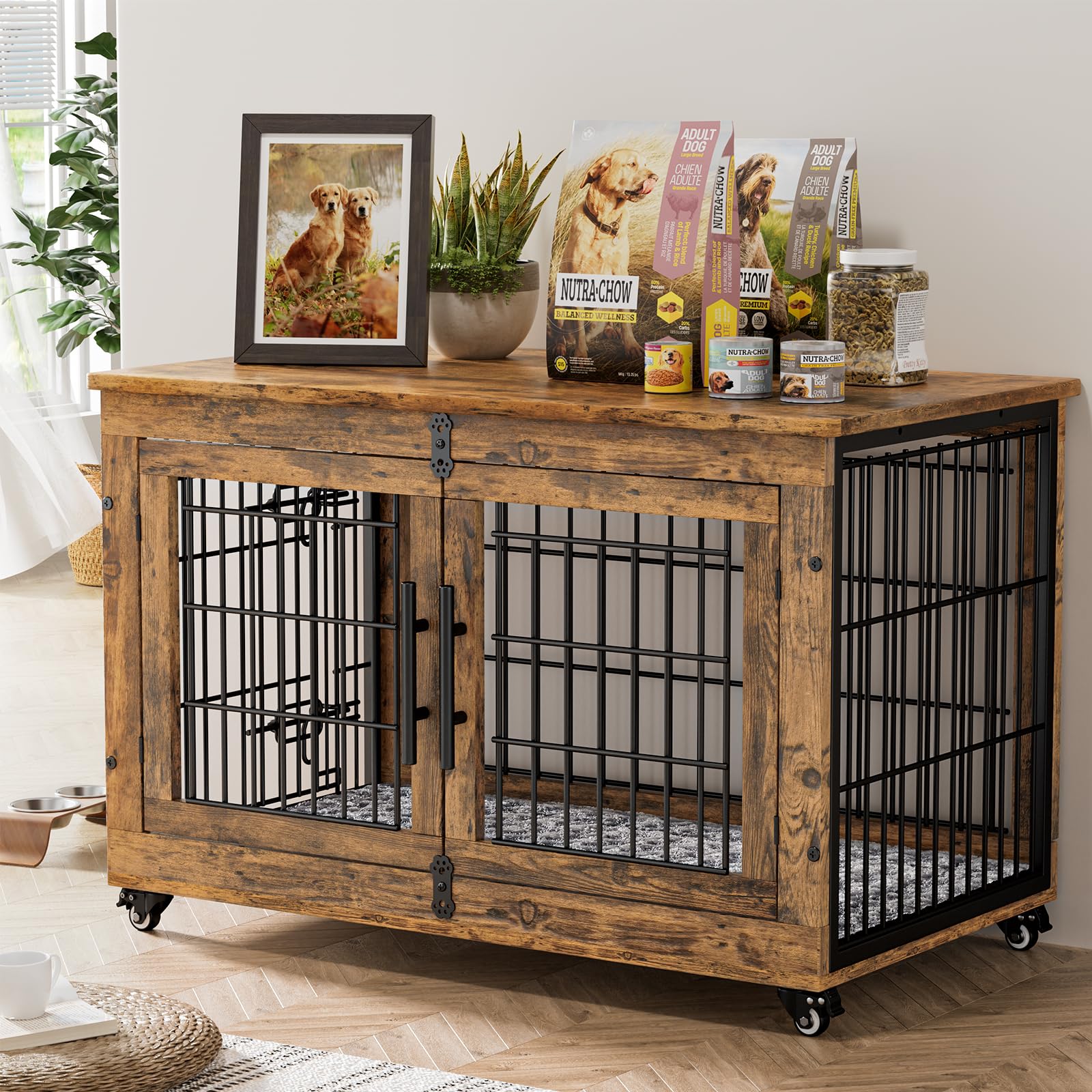 Dog Furniture Kennel Dog Crate Furniture Heavy Duty Double Door