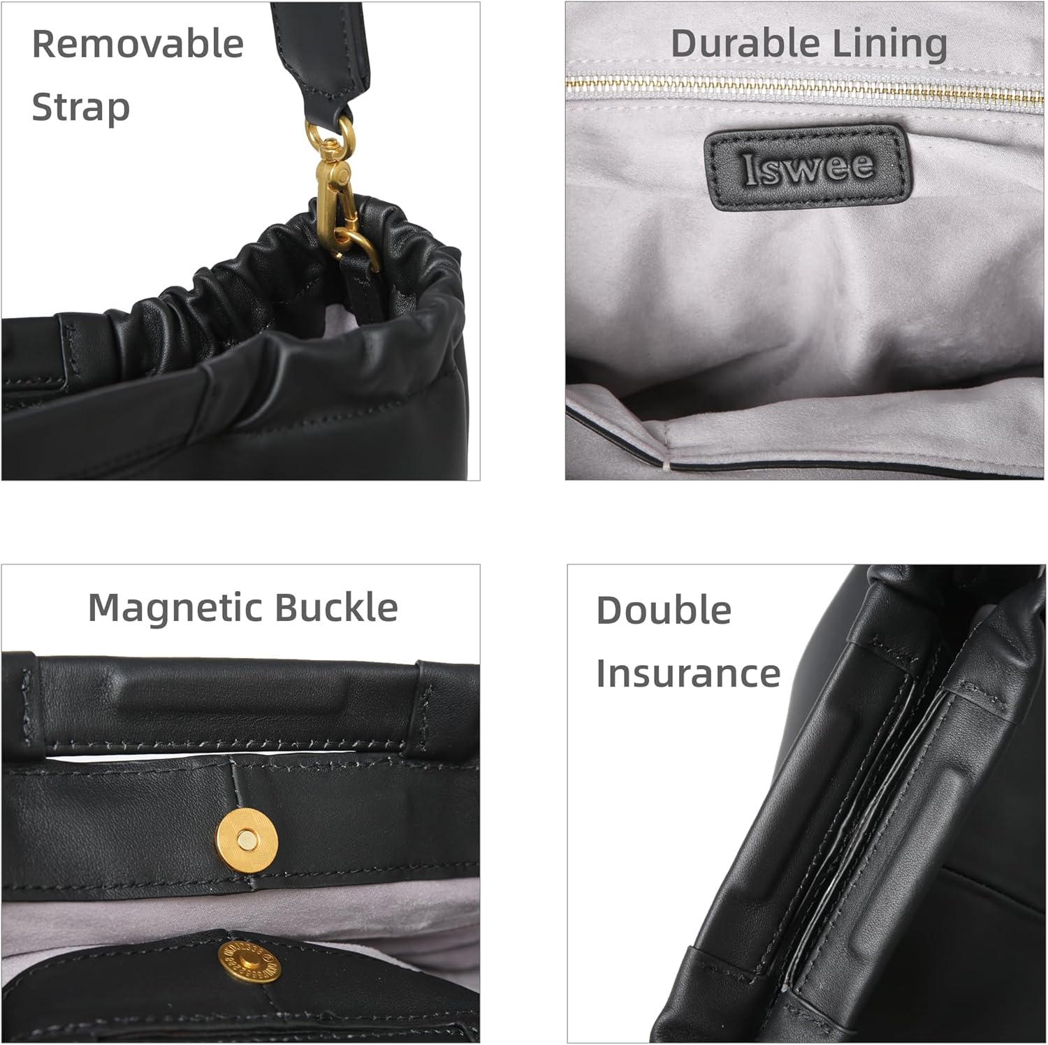 Iswee Genuine Leather Purses for Women Shoulder Handbags Designer Hobo Crossbody Purse Top Handle Purse