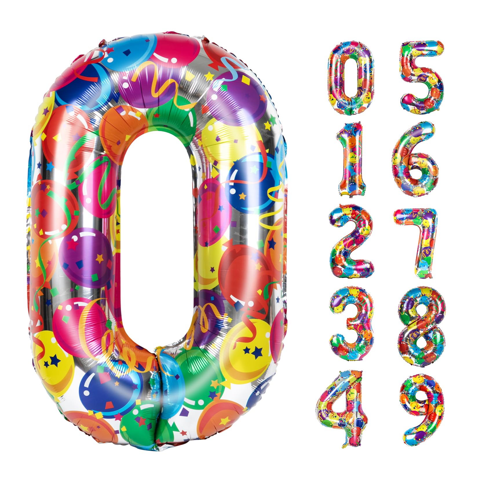 Zahl 0 Luftballons 40 Zoll Jumbo bunte Folie Mylar Zahl Ballons für 10 20 30 40 50 60 70 80 90 100 Zahlen Ballon Geburtstag Dekorationen Jahrestag Veranstaltung