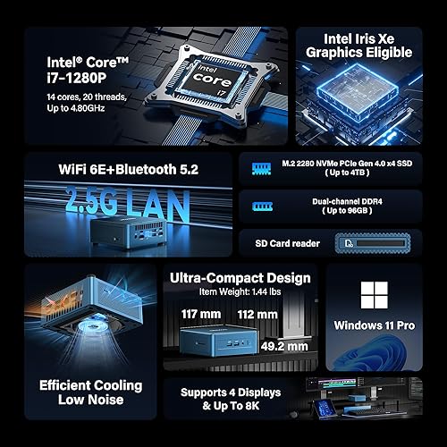 Vista 2 de GEEKOM Mini PC IT12 [mejor alternativa Intel NUC12], soporte de calidad de 3 años, con mini computadoras Intel i7-1280P de 12ª generación, 32 GB
