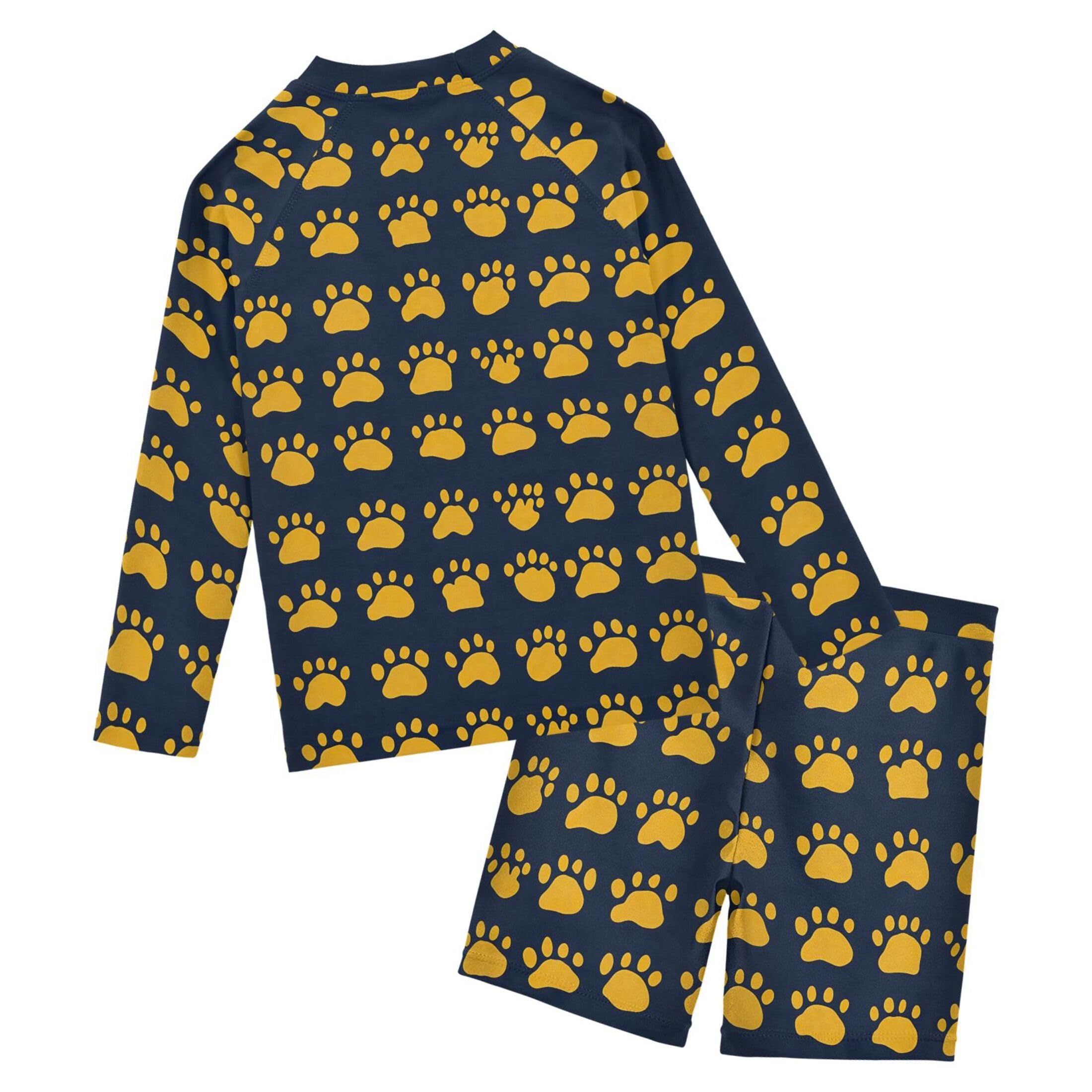 Dog Cat Claws Paw Print Baby Boys' Toddler Long Sleeved Rashguard Swim Bathing Suit Set B0404984