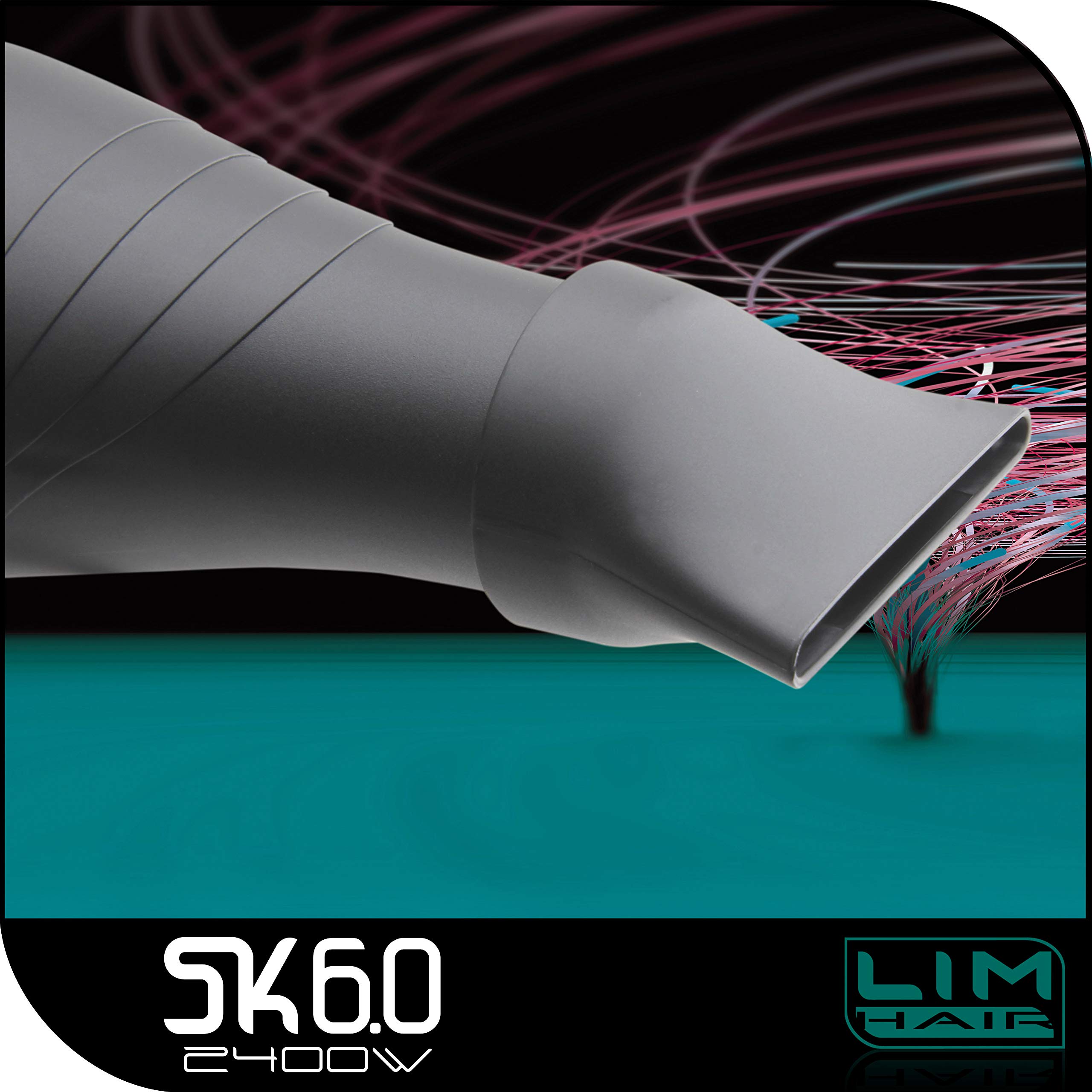 Secador de cabello LIM HAIR SK 6.0 PROFESIONAL Made in SPAIN La más alta potencia 2400 W. IONIC TOURMALINE. Extra vida en uso intensivo (NEGRO)
